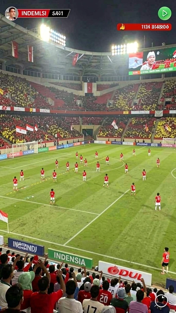 Tampilan lapangan yang realistis saat pertandingan berlangsung.