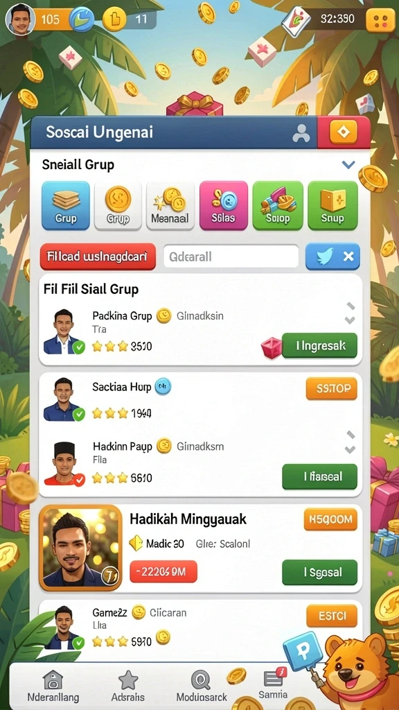 Fitur misi harian untuk mendapatkan bonus tambahan.