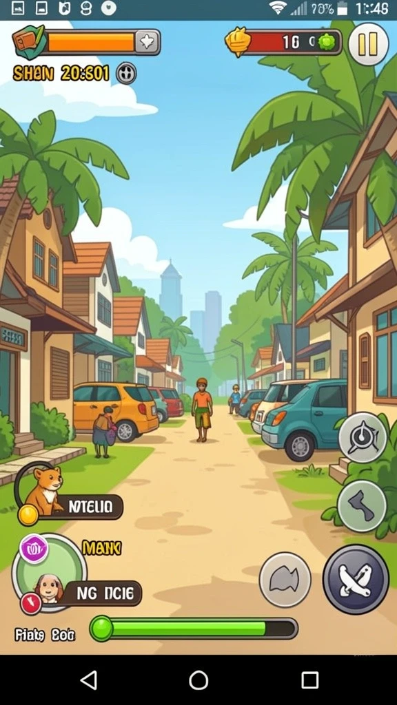 Screenshot menunjukkan karakter utama yang siap bertarung.